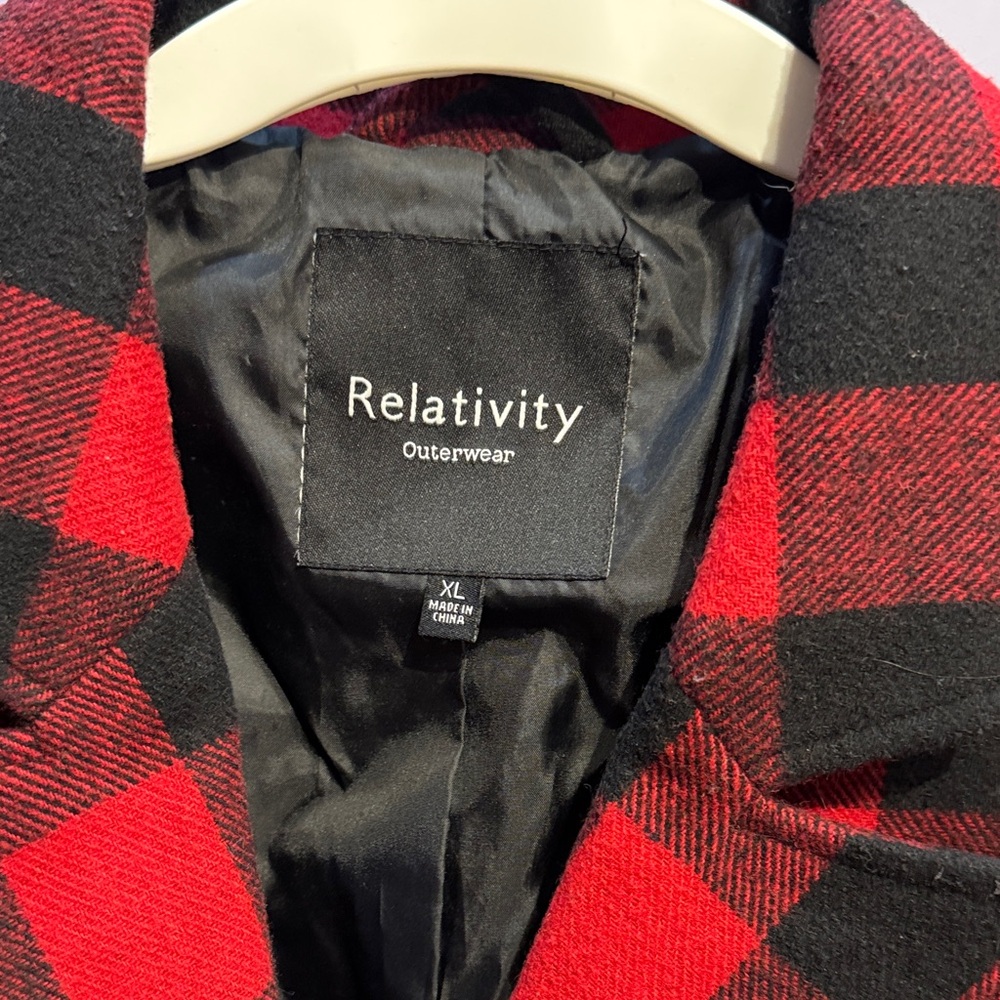 💚Relativity Women's Checkered Red and Black Blazer - Picture 5 of 5